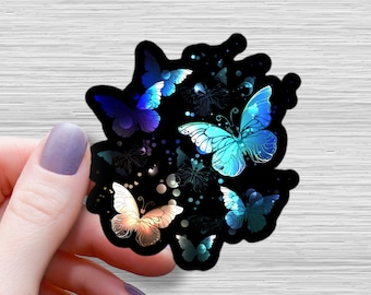 Leuchtender Schmetterling Aufkleber: Wasserfester glänzender Vinylaufkleber
