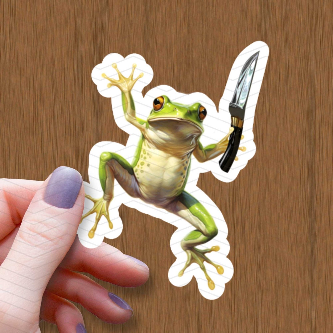 Funny Frog With Knife Sticker: Waterproof Glossy Vinyl Decal - Etsy
