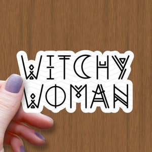Witchy Woman Waterproof Glossy Sticker, Witch Vinyl Sticker, Moon Decal, Feminist Gift, Cottagecore Gift, Best Friend Gift, Gothic Stickers