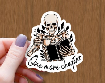 Pegatina de café con esqueleto de lector: calcomanía de calavera de Halloween para café expreso