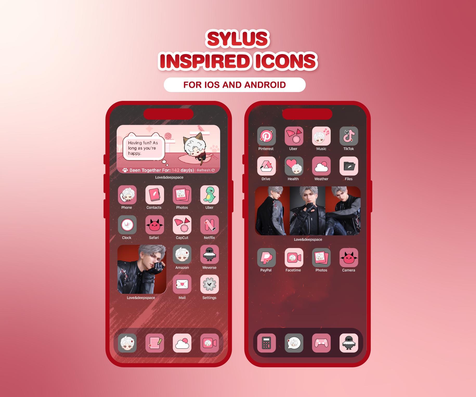Sylus Inspired Icons, Cute icons, iOS and Android app icons, Aesthetic Icon pack, Otome, Anime