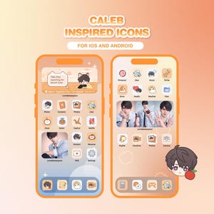 Caleb Inspired Icons, Cute icons, iOS and Android app icons, Aesthetic Icon pack, Otome, Anime