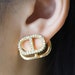 Gold Chaine D'ancre Stud Earrings /  Gold Earring Studs / PETIT CD Earrings / Gold Double DD Korean Studs / Gold Statement Stud Earrings