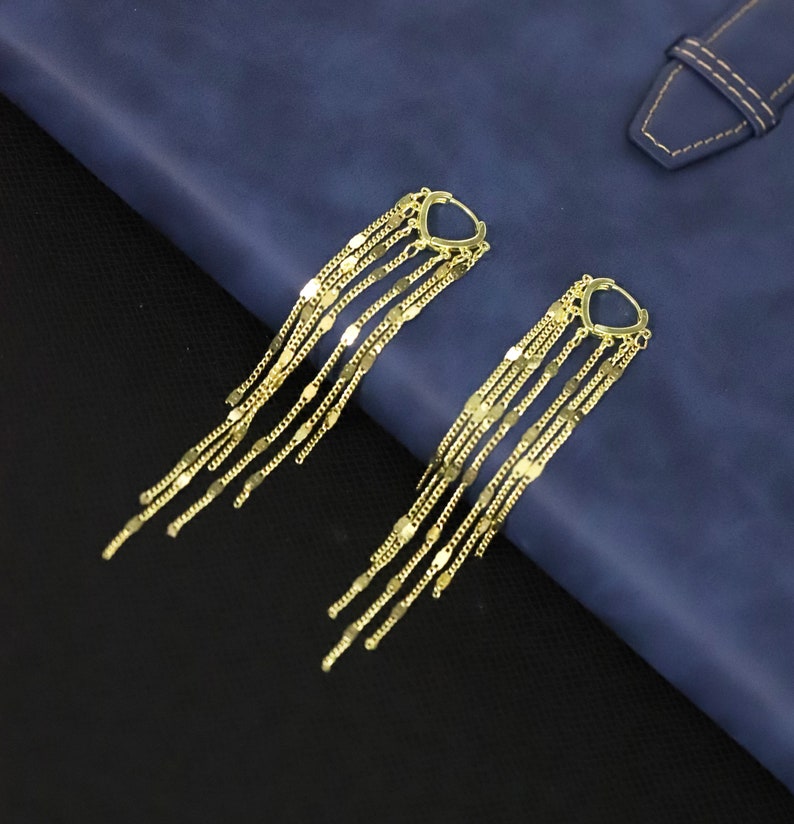 Gold Tassel Earrings / Gold Chain Earrings / Gold Fringe Etsy
