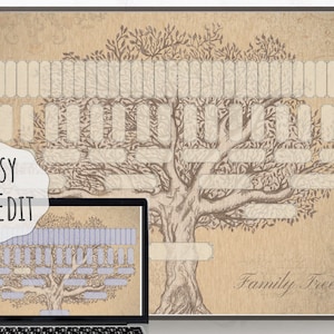 6 Generation Stammbaum Vorlage 11x14inch, PDF Datei Sofort Download - Fillable