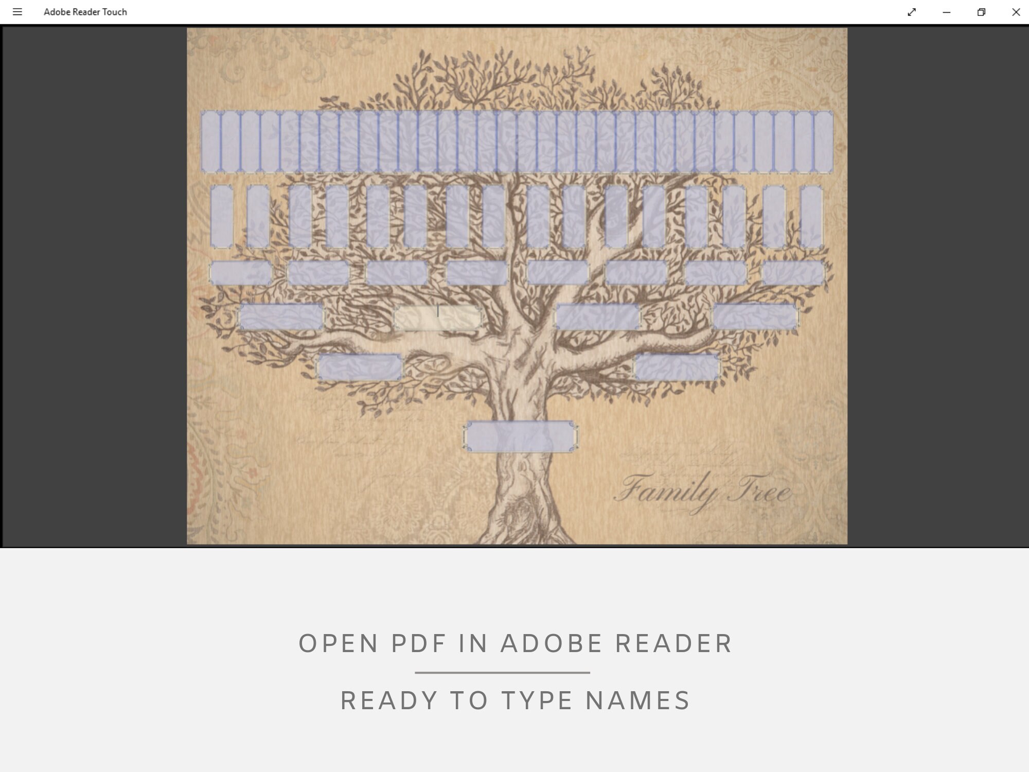 6 Generation Family Tree Template 11x14inch, PDF File Instant Download ...