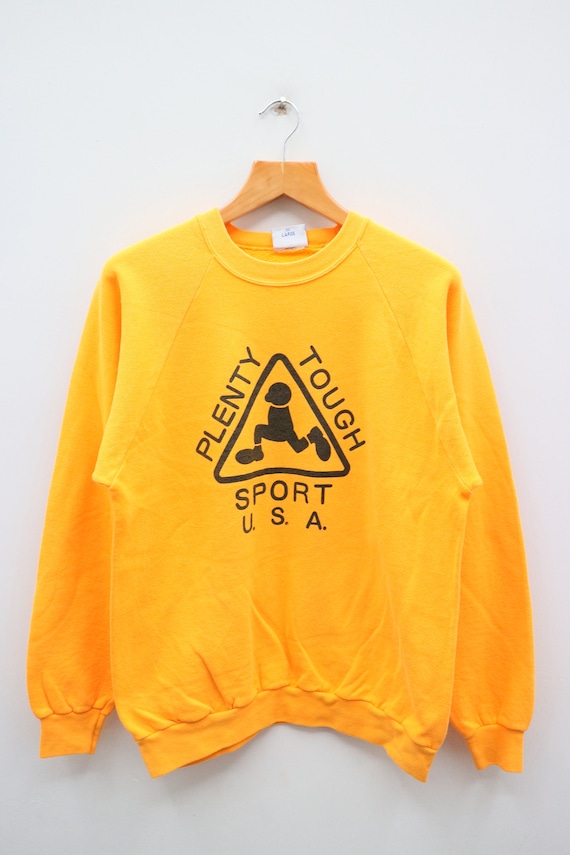 Vintage Plenty Tough Sport Long Sleeve Shirt Spell Out Big Logo L size..