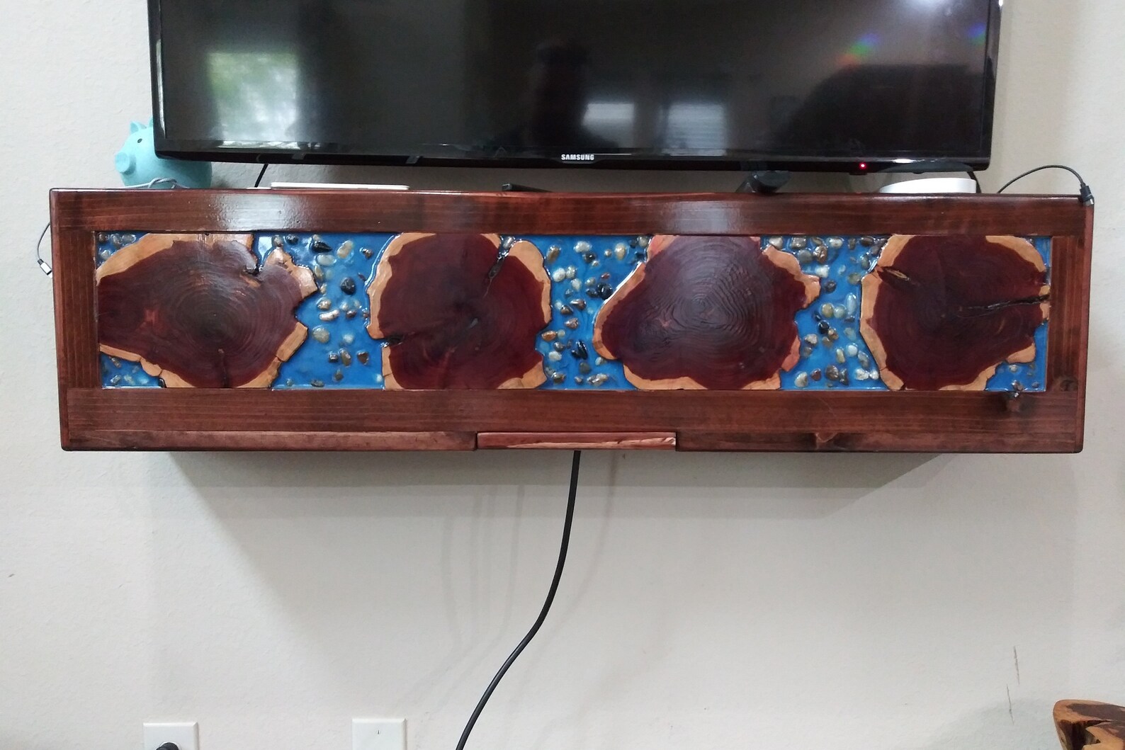 Cedar Floating Epoxy Shelf with intetrior storage Etsy