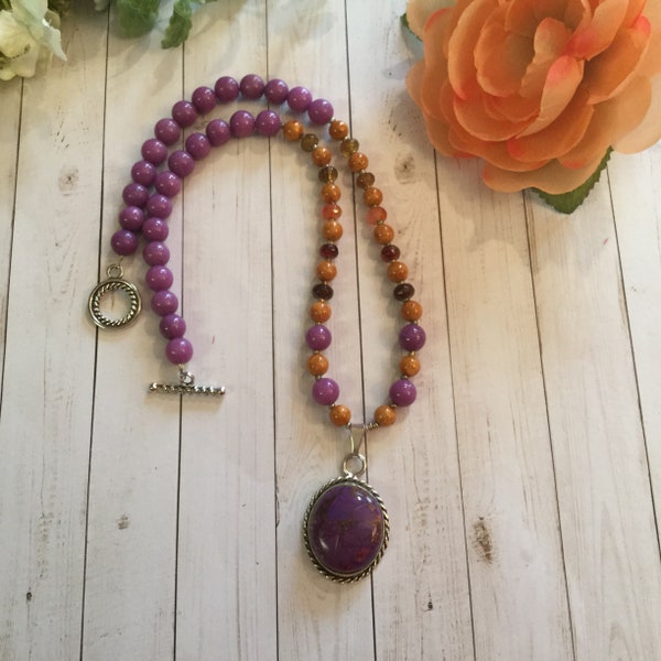 Purple magnesite focal Necklace