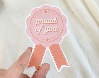 Proud of You Badge Sticker: Pink Support Gift