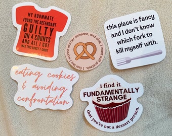 new girl sticker bundle,5-pack,nick and jess,sticker set,new girl sticker pack,new girl quotes,nick miller,jessica day,laptop stickers,funny