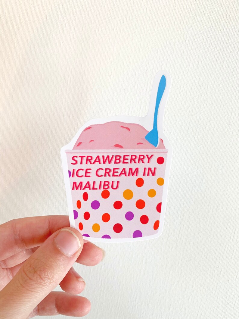 Strawberry ice cream in malibu sticker olivia rodrigo Etsy