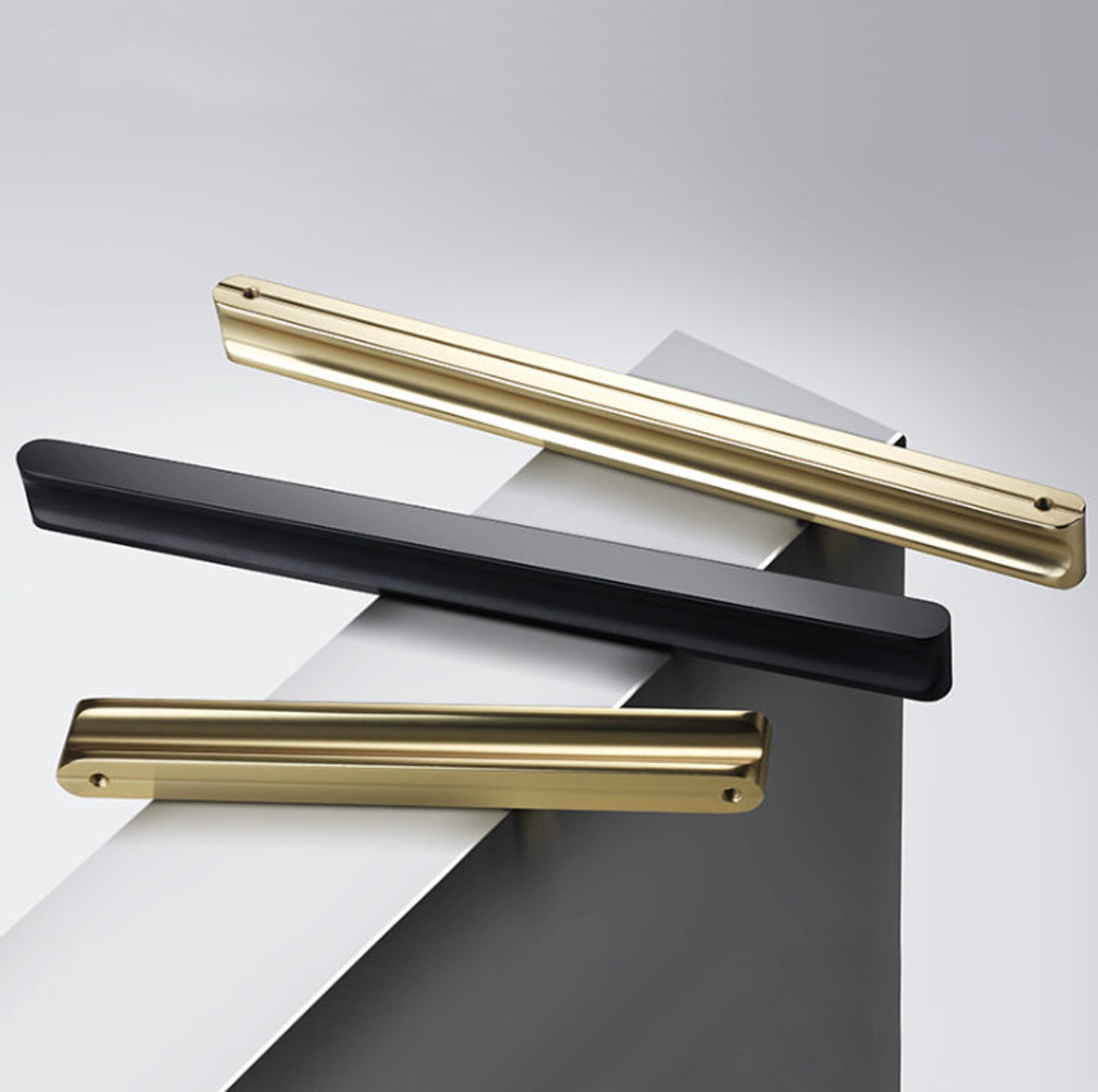 Extra Long Handles Gold Drawer Pulls Black Kitchen Etsy