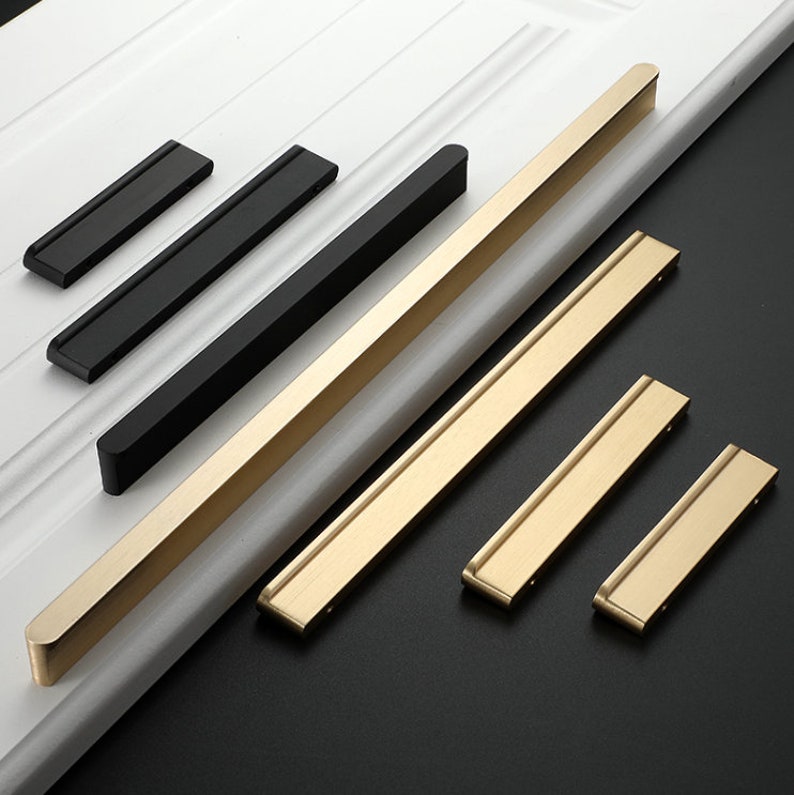 Simple T Round Handles Gold Drawer Pulls Knobs Black Kitchen Etsy