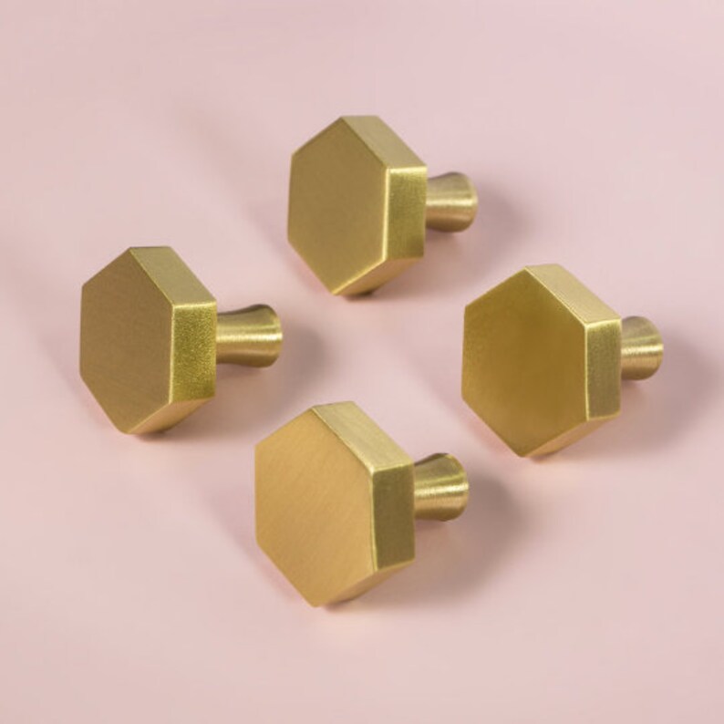 1'' 1.25'' Brass Hexagon Knobs Door Etsy