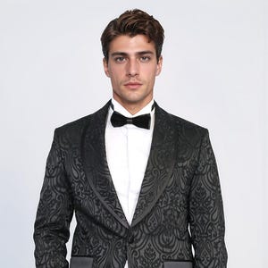 Men Suits Black 2 Piece Slim Fit One Button Wedding Groom Party Wear Coat Pant, Tuxedo, Men Prom Suit, Designed Lapel All Black Tuxedo Suit