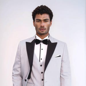 Men Suits ~ Wedding Suit ~ 3 Piece Suits ~ Prom Suits, Plus Size Peak Lapel one Button Tuxedo, Gray Slim Fit Peak Lapel Tuxedo