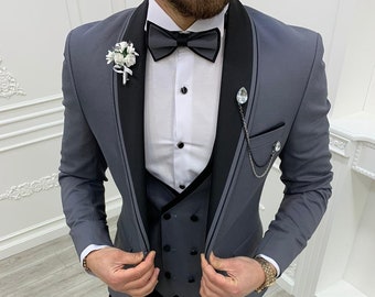 light gray wedding suit