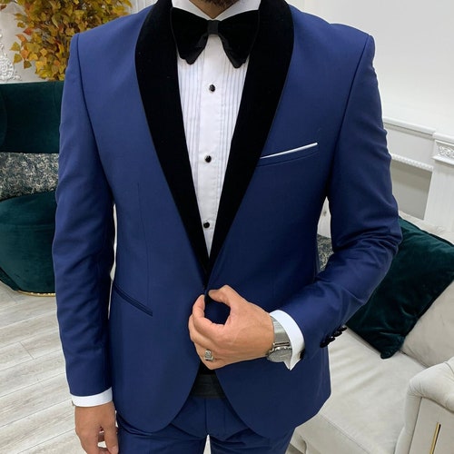 Men's Royal Blue 2-piece Slim Fit Shawl Lapel Tuxedo - Etsy