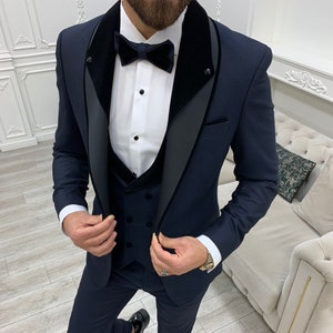 Traje azul marino para novio hotsell