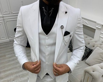 white mens wedding suit