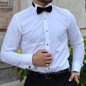 Men Shirts White Slim Fit Buttoned Wedding Groom Party Wear Shirt, White Cotton Shirt, Men Tuxedo Shirt, White Slim Fit Groom Tuxedo Shirt