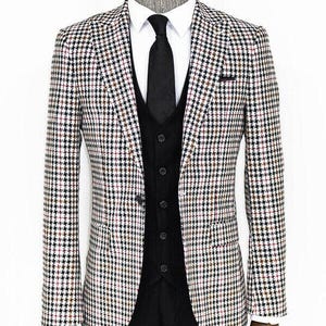 Men Suits Black 3 Piece Slim Fit One Button Wedding Groom Party Wear Coat Vest Pant, Men Suit, Black Slim Fit Groom Wedding Checked Suit
