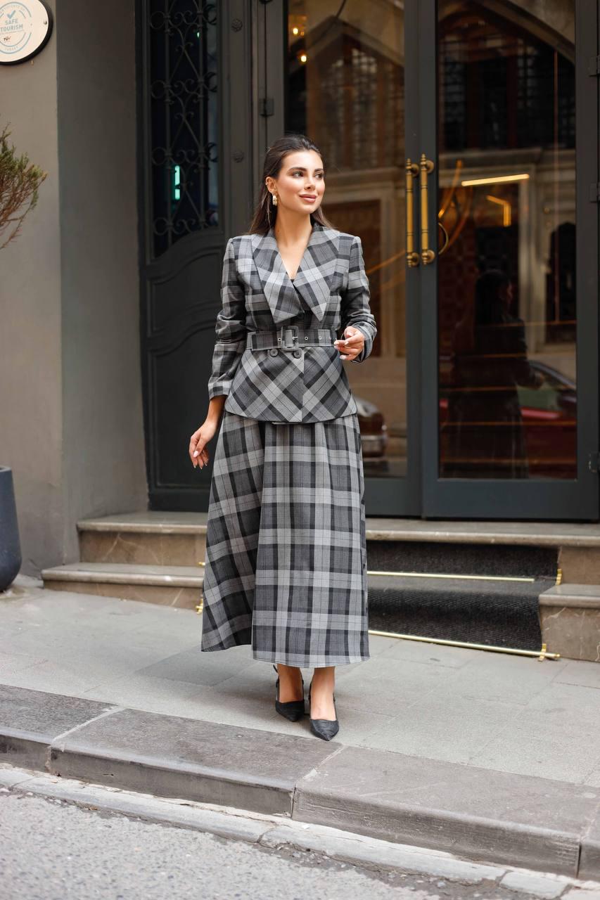 Black Plaid Skirt Suit Set: Slim Fit Office Wear - Etsy