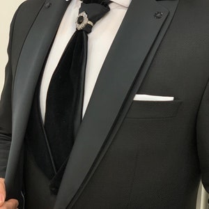 Black Suits Men 3 Piece Slim Fit One Button Wedding Groom Party Wear ...