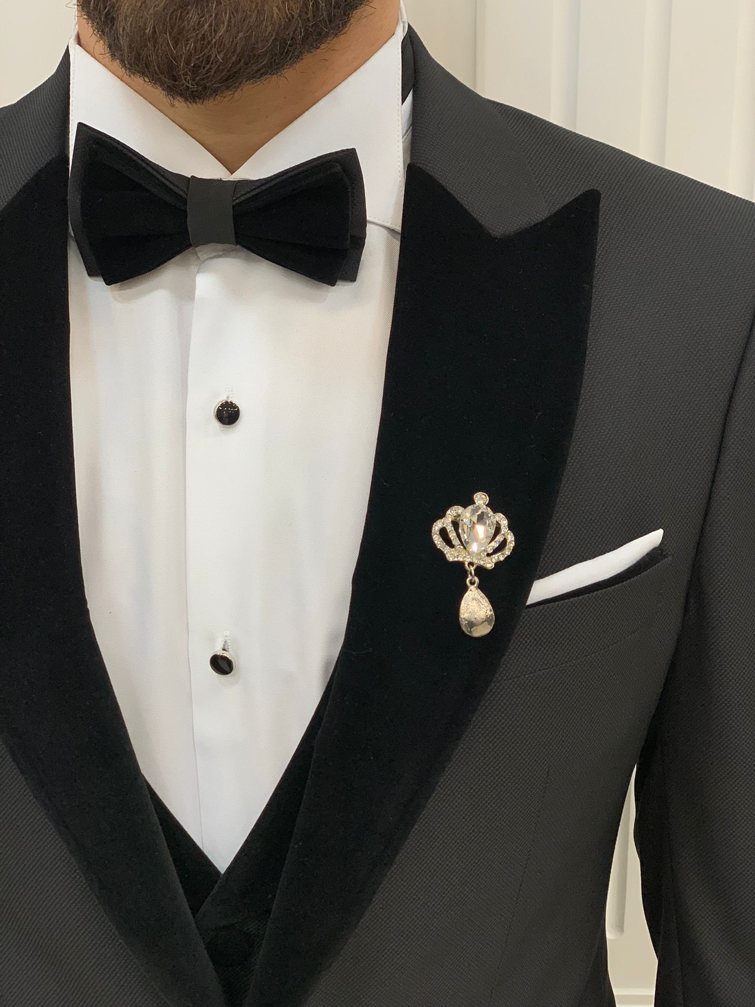 Blazer Cérémonie élégant Costume Velours Barry.Wang - Blazer Noeud Papillon Mouchoir Smoking Nœud Papillon Mouchoir Inclus Blazer Cérémonie élégant Costume Velours Barry.Wang - Blazer Noeud Papillon Mouchoir Smoking Nœud Papillon Mouchoir Inclus