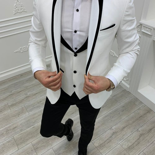 Men Suits White 3 Piece Slim Fit Elegant Designer Suit Formal - Etsy