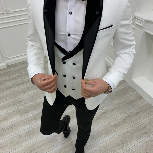 Men Suits Gray 3 Piece Slim Fit One Button Wedding Groom Party - Etsy