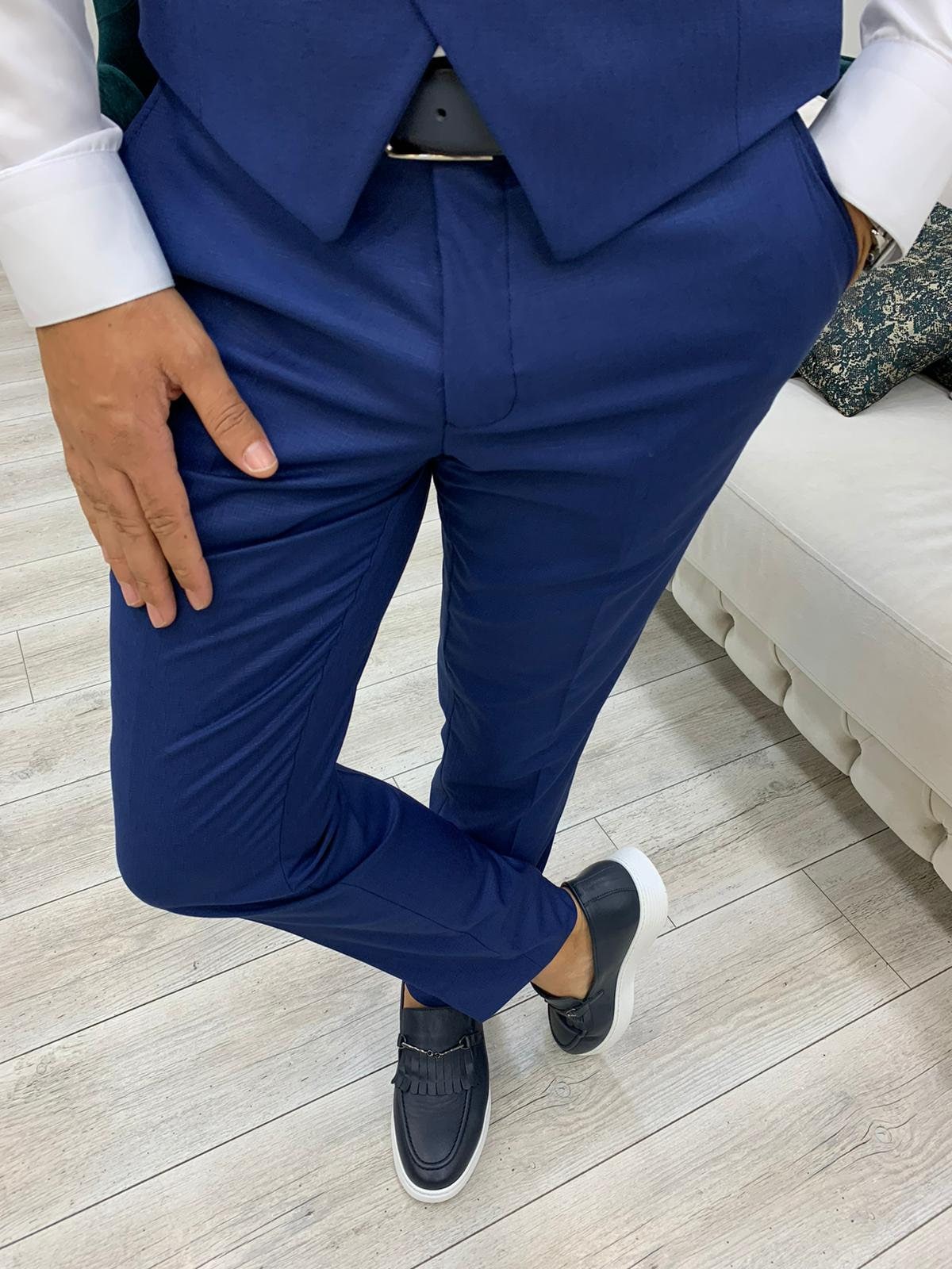 indigo blue dress pants Motion Pant Tailored Fit main image 1