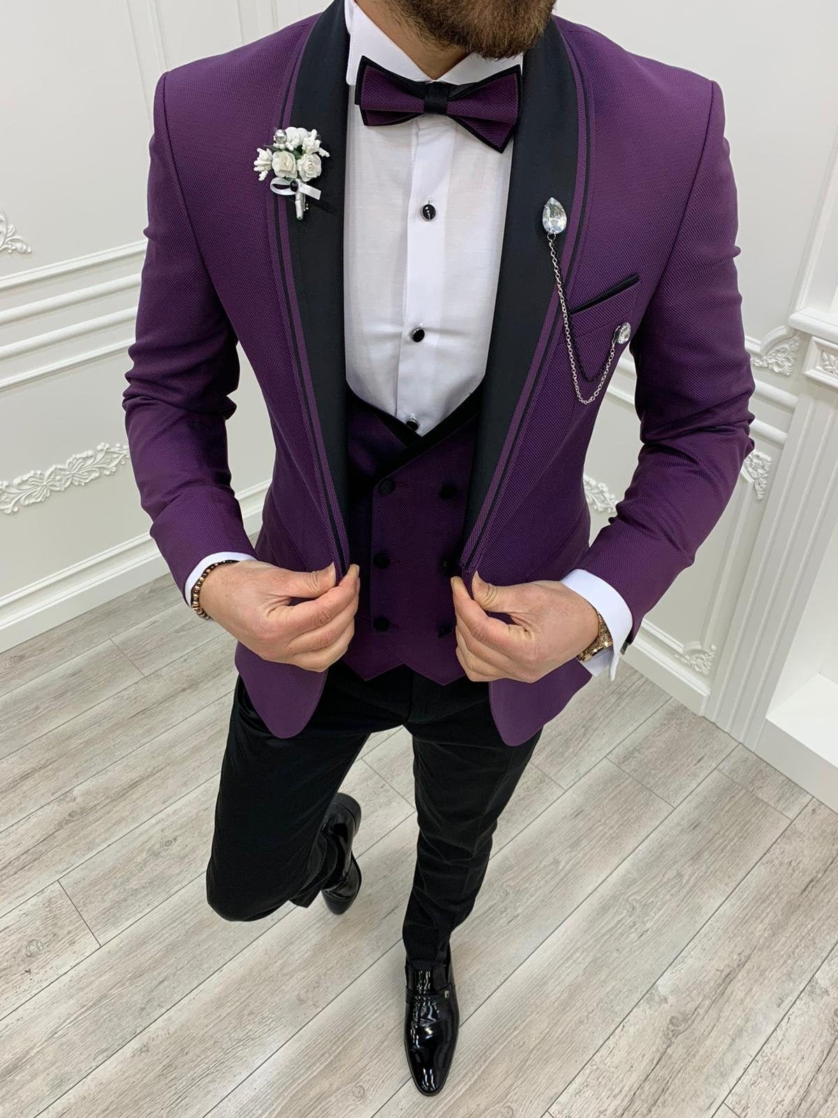 Black Groom Suit Purple Theme