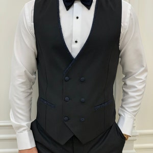 Navy Blue Slim Fit Floral Tuxedo