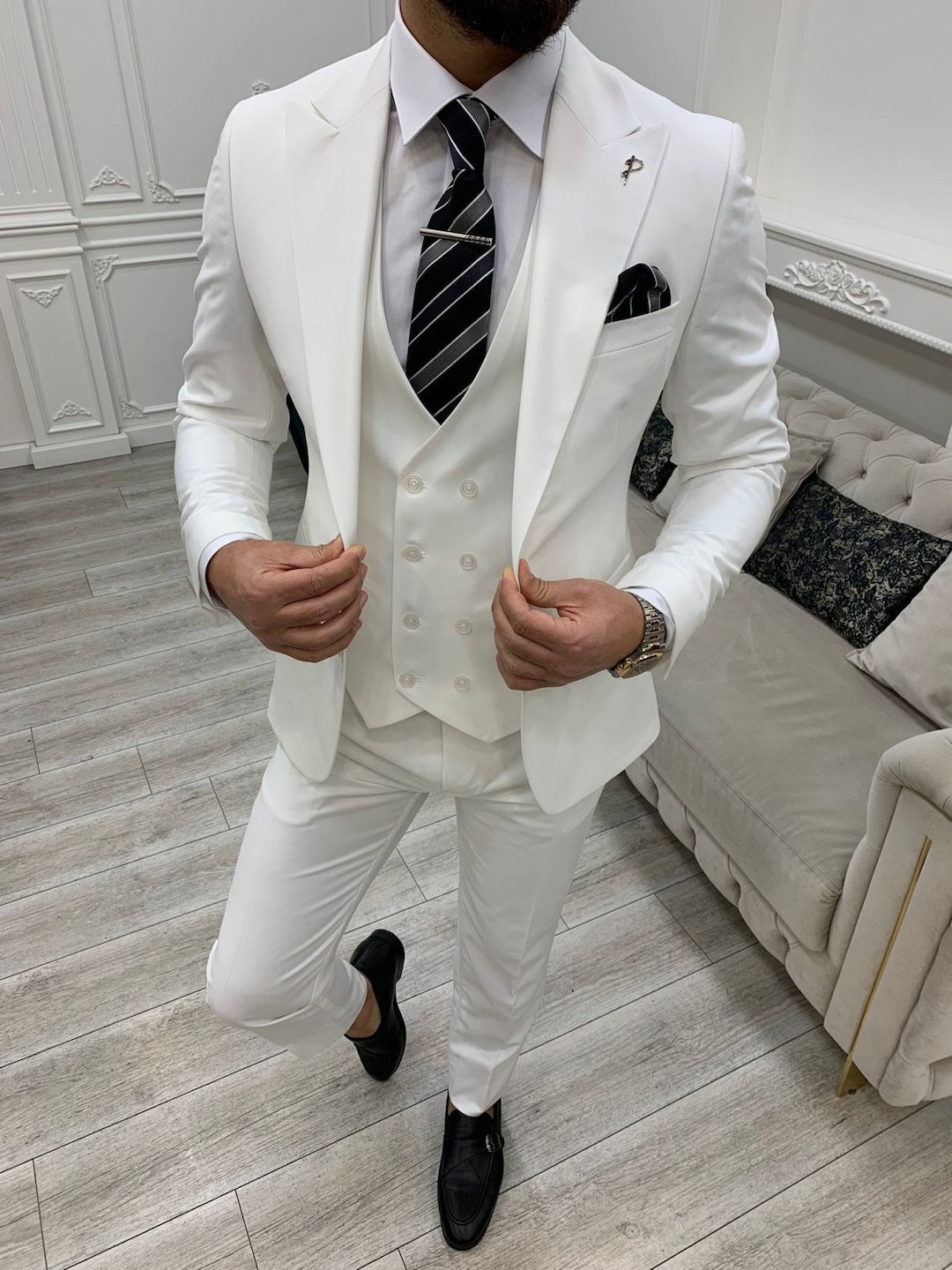 White Wedding Suit White 3 Piece Suit White Elegant Bespoke Suit Sainly–  SAINLY
