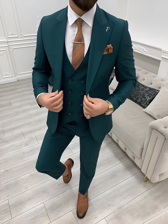 Men Suits Green 3 Piece Slim Fit Two Button Wedding Groom Party Wear Coat  Pant, Green Men Suit, Men Green Suit, Green Slim Fit Wedding Suit - Etsy