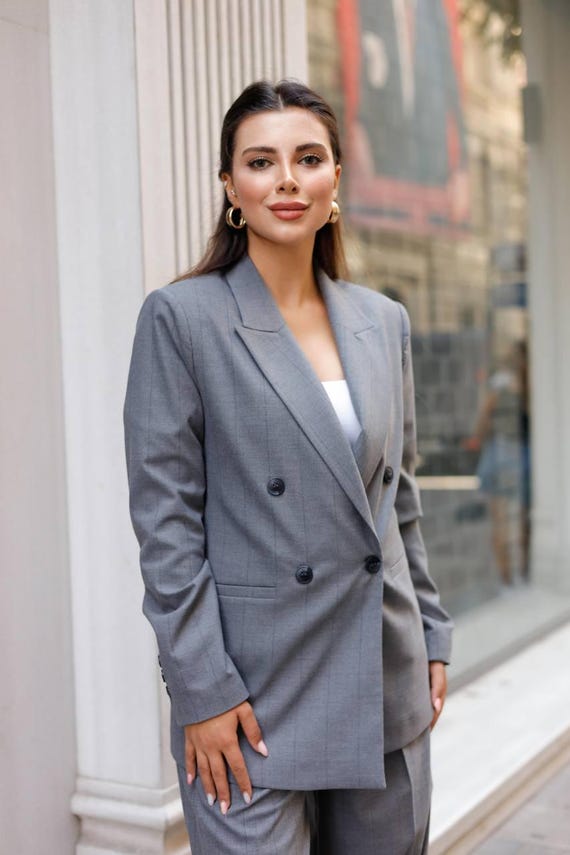 Pinstripe Double-breasted Suit | Tailored Women's Business Attire