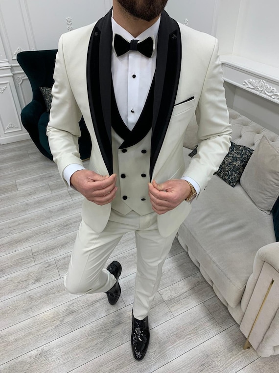 Men Suits Wedding Suit 3 Piece Suits Prom Suits, Slim Fit Shawl