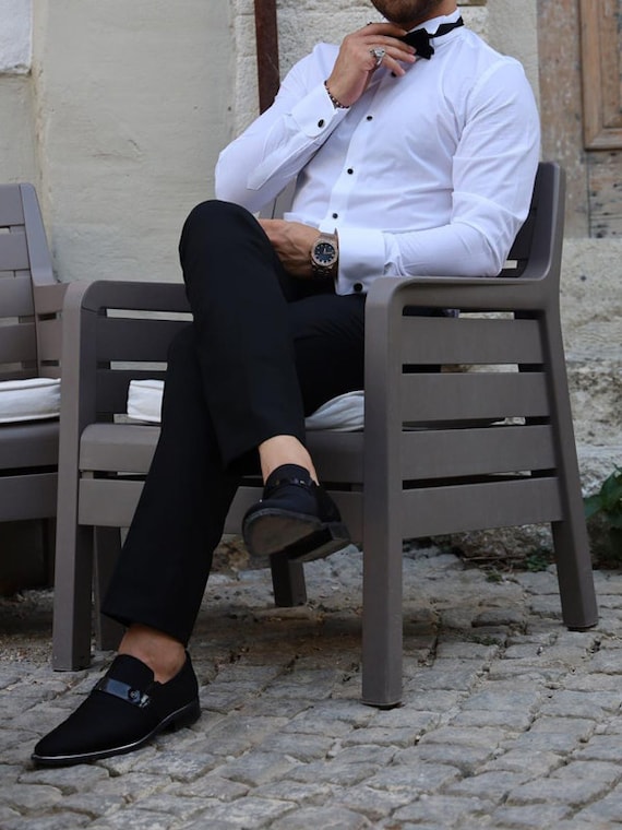 Slim Fit White Cotton Shirt: Men's Wedding Groom Tuxedo - Etsy