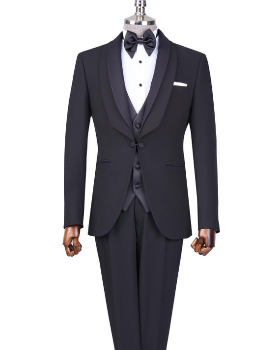 Black Slim Fit Tuxedo: Men display picture 3