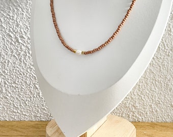 Fancy choker necklace, made with brown Miyuki beads, several colors available