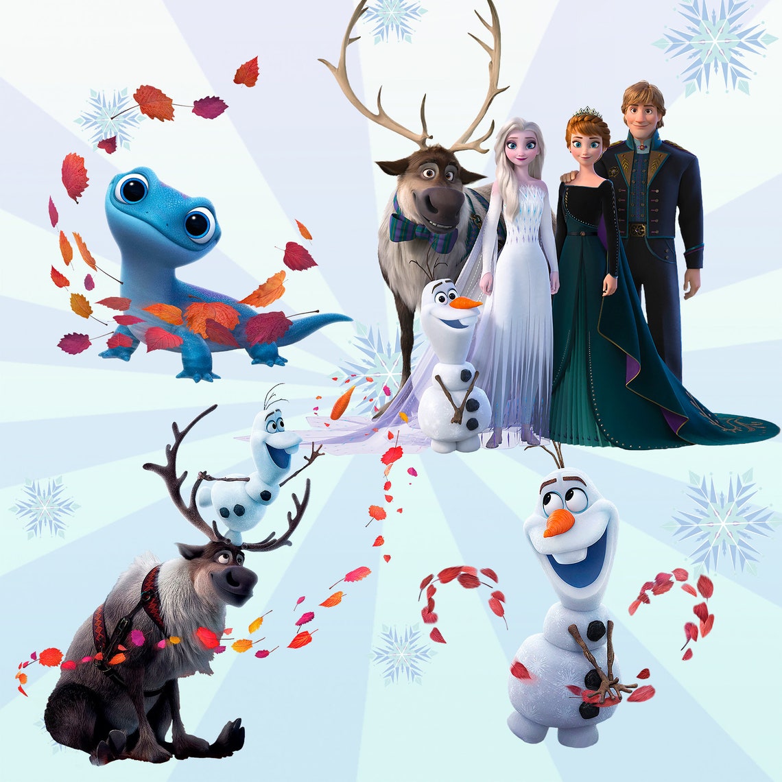 Frozen 1&2 Clipart Digital Download Elsa Anna Olaf Invite