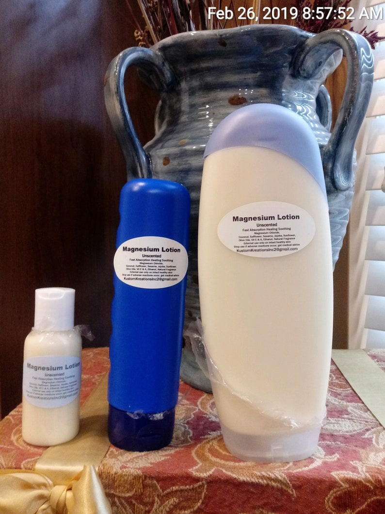 Magnesium Oil Lotion Cream 3,8,18 Oz UNSCENTED Musculoskeletal Pain Relief Etsy