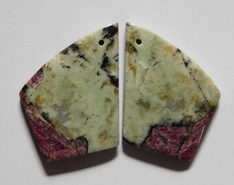 55.90 Cts Natural Eudialyte 32mm X 18mm each Cabochon Drilled Match Pair