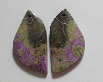 44.55 Cts Natural Purple Purpurite (35mm X 18.6mm each) Drilled Cabochon Match Pair