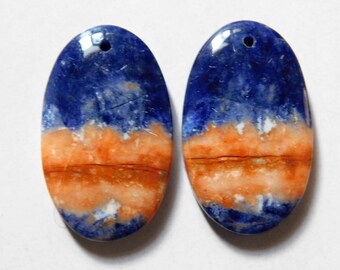 31.25 Cts Natural Sodalite (27mm X 16.4mm Each) Drilled Cabochon Match Pair