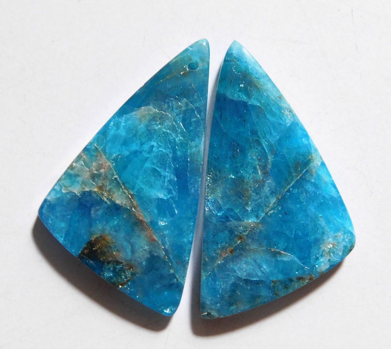 36mm X 20mm Each 59.85 Cts Natural Apatite Drilled Cabochon Match Pair