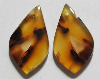 18.05 Cts Natural Montana Agate (24.4mm X 14mm Each) Drilled Cabochon Match Pair