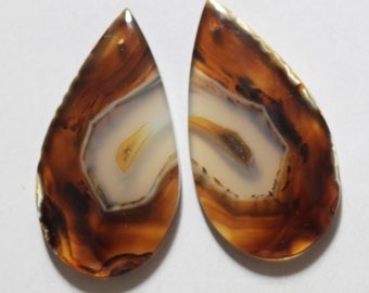 55.15 Cts Natural Montana Agate (40mm X 21mm Each) Drilled Cabochon Match Pair